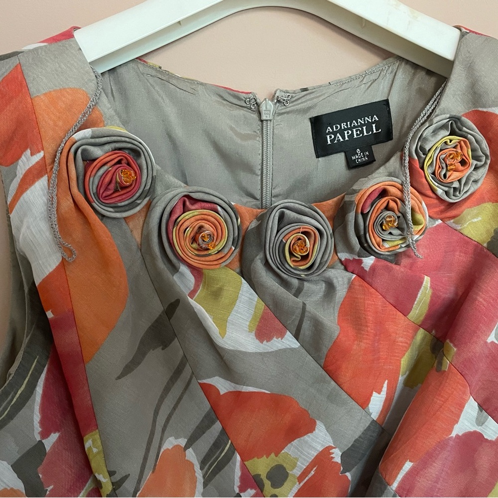 Adrianna Papell Multicolor Rosette Dress